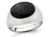 2.25 Carat (ctw) Lab-Created Oval Black Onyx Inlay Ring in Sterling Silver